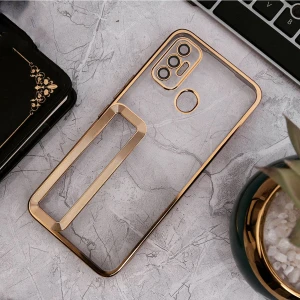 Tecno Spark 7t Kılıf Logo Yeri Açık Kamera Lens Korumalı Renkli Kenarlı Şeffaf Silikon