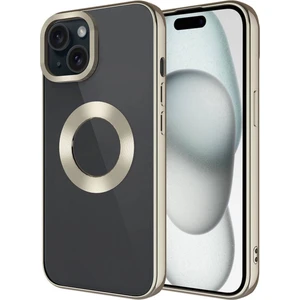 Apple iPhone 15 Plus Kılıf Tek Kamera Çerçeveli Renkli Kenarlı Logo Yeri Açık Şeffaf Silikon Titanyum