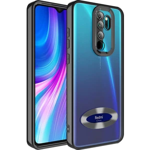 Xiaomi Redmi Note 8 Pro Kılıf Logo Yeri Açık Kamera Lens Korumalı Renkli Kenarlı Şeffaf Silikon Siyah