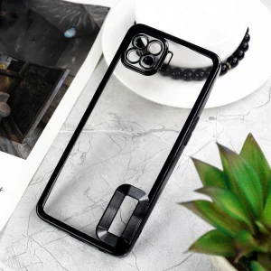 Oppo Reno 4 Lite Kılıf Logo Yeri Açık Kamera Lens Korumalı Renkli Kenarlı Şeffaf Silikon