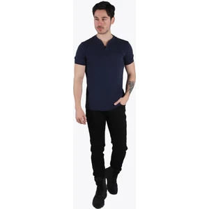 2122 Üç Düğme Hakim Yaka Ribana Modern Fit T-Shirt