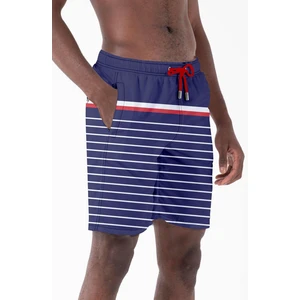 Uzun Boy Model Su Itici Özellikli Dijital Baskılı Erkek Plaj Deniz Şort Mayo 237-LACIVERT