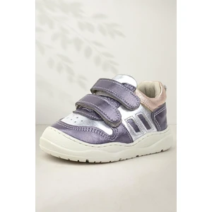 Schaggy Hakiki Deri Platin Gümüş Bebek Spor Ayakkabı