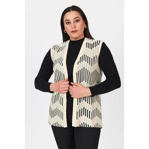 Kadın Kemik Zikzak Desenli Ajurlu Yazlık Anne Triko Yelek