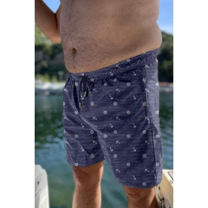 Büyük Beden Su Itici Özellikli Dijital Baskılı Erkek Plaj Deniz Şort Mayo - 271-LACIVERT