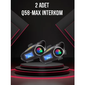 Always Teknoloji 2 Adet Q58-MAX Radyolu Telsiz Özellikli 2 Kişi Bağlantılı Bluetooth Kask Kulaklık Ekranlı Fenerli Müzik ve Intercom