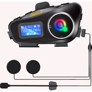 Q58-MAX Radyolu Telsiz Özellikli 2 Kişi Bağlantılı Bluetooth Kask Kulaklık Ekranlı Fenerli Müzik ve Intercom
