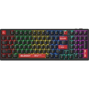 WS98 Siyah Q Türkçe 2.4G + Bluetooth Kablosuz RGB Hot Swapple Mekanik Klavye-Red Plus Switch