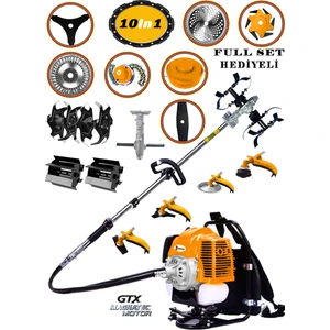 German 10 İN 1 Gtx Series Sırt Tipi Tırpan Benzinli Motorlu Çim Ot Çalı Biçme Makinesi Full Aparatlı
