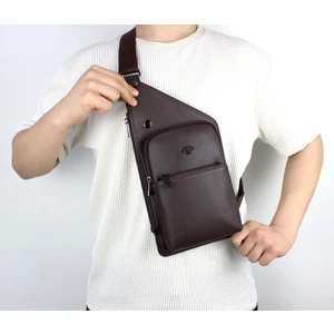 Erkek Kahverengi Kulaklık Çıkışlı Çapraz Askılı Omuz Çanta Göğüs Body Bag Çanta