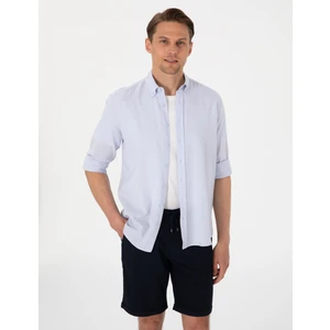 Pierre Cardin Erkek Açık Mavi Keten Karışımlı Regular Fit Uzun Kollu Gömlek 50303388-VR095