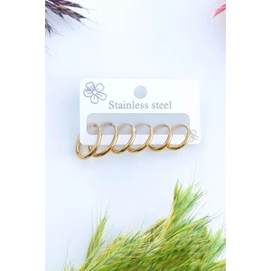 Trend Collection Kadın Gold Klasik Halka Paslanmaz Çelik Küpe Set (6 Adet)