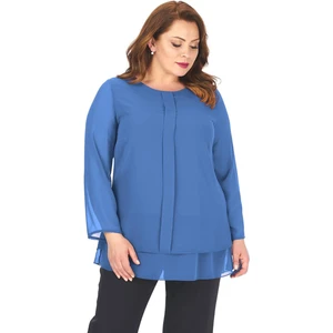 Lilas Xxl Büyük Beden Indigo Renkli Şifon Abiye Bluz