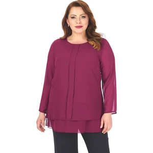 Lilas Xxl Büyük Beden Fuşya Renkli Şifon Tunik