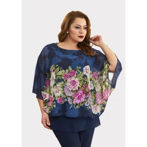 Lilas Xxl Büyük Lila Renkli Yarasa Kol Şifon Bluz