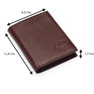 Bol Kartlık Bölmeli Hakiki Flötr Deri Erkek Cüzdanı - Kahverengi