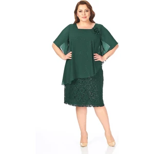 Lilas Xxl Büyük Beden Yeşil Renkli Dantel Abiye Elbise