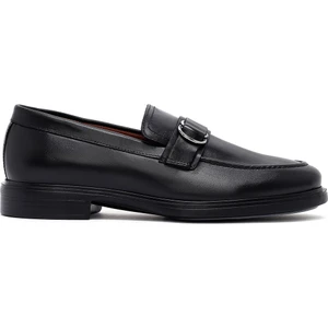 Erkek Siyah Tokalı Deri Loafer 25SFD724418