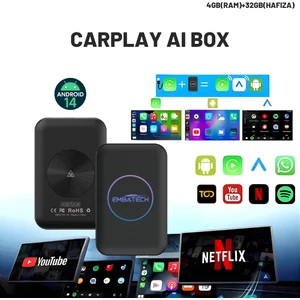 Carplay Ai Box 4GB+32GB Youtube,netflix,google Play & Kablosuz Carplay&android Auto- Android 14