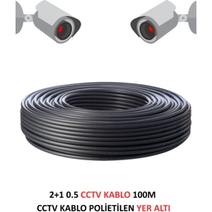 2+1 0.5mm Polietilen Yer Altı Cctv Kablo Güvenlik Kamera Kablosu 100M