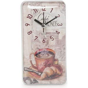 Kahve Fincanlı Dikdörtgen Saat - Renkli - 17x9 cm
