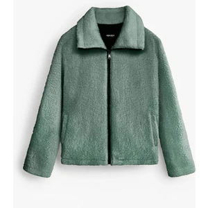 Abluka Online Oversize Dik Yaka Peluş Ceket Haki Yeşil