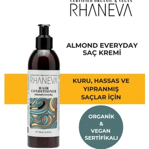 Almond Everyday Saç Kremi, Kuru ve Yıpranmış Saçlar Için, Organik ve Vegan Sertifikalı, 250ML