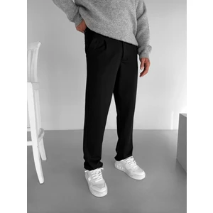 Erkek Baggy Fit Beli Lastikli Rahat Pantolon Siyah