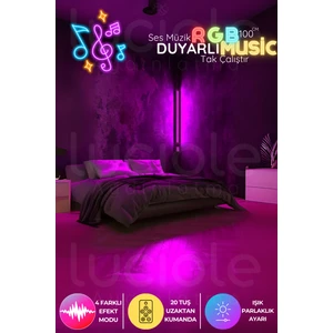 Led Abajur Aplik Gece Lambası Rgb Lambader  Renkli Ses Müzik Duyarlı Işık Kumandalı