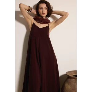 Askılı Kupro Midi Elbise