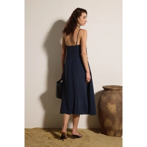 Askılı Kupro Midi Elbise