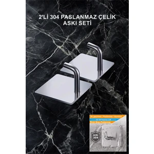 2'li Kendinden Yapışkanlı Paslanmaz Banyo Askısı / Mutfak Askısı / Havlu Askısı / Havluluk