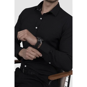 Siyah Nokta Desenli Slimfit Erkek Gömlek