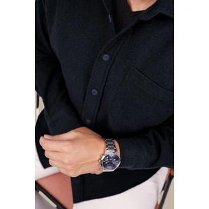 Lacivert Düz Oversize Oduncu Erkek Gömlek