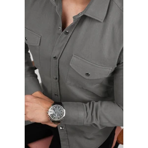 Füme Slimfit Gerçek Kot Erkek Gömlek