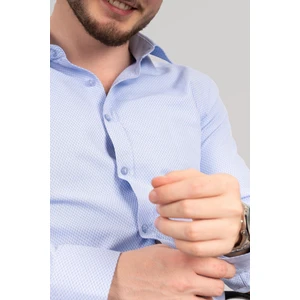 Mavi Gölge Desenli Slimfit Erkek Gömlek
