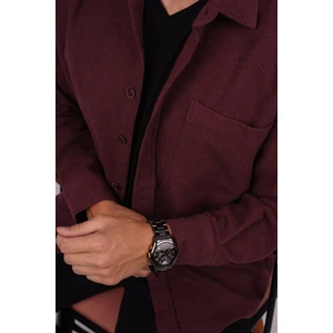 Bordo Düz Oversize Oduncu Erkek Gömlek