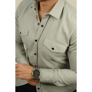 Açık Taş Rengi Slimfit Gerçek Kot Erkek Gömlek