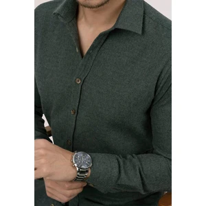 Koyu Yeşil Düz Slimfit Oduncu Erkek Gömlek