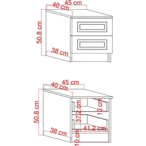 Just Home Ares 2 Çekmeceli Komodin - Safir Meşe / Beyaz