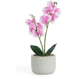 Beton Saksıda Real Touch Orkide - Pembe - 12X35 cm