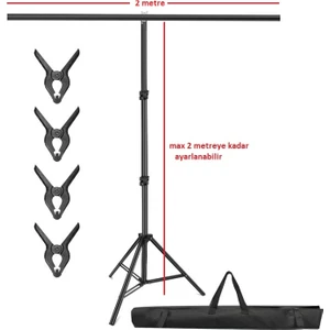 200*200CM T Stand Bar Fon Perde Pvc Tutucu Background Backdrop Çekim Standı T-Shape, Fon Standı