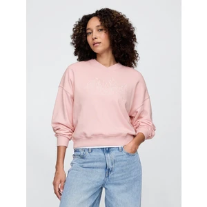 Kadın Pembe Gap Logo Vintage Soft Havlu Kumaş Wedge V Yaka Sweatshirt