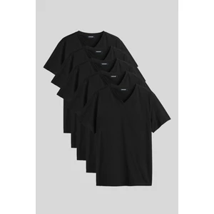 Erkek Çok Renkli T- Shirt Regular Fit Rahat Kesim V Yaka 5'li Basic Tişört Paketi