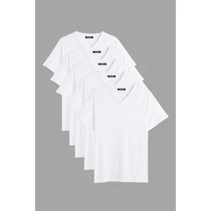 Erkek Çok Renkli T- Shirt Regular Fit Rahat Kesim V Yaka 5'li Basic Tişört Paketi