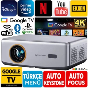 Performance V700G Android Google Tv HDR10+ 4K Destekli Projeksiyon Cihazı +Auto Focus+Auto Keystone+6g Wifi+5.2 BLUETOOTH+300İNÇ Yansıtma+Hifi Dolby Ses Sistemi+Ps5/ps4/xbox