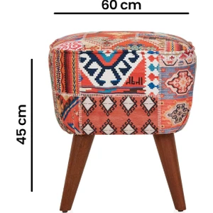 Just Home Retro Kare Dijital Patchwork Puf - Renkli