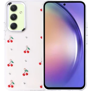 Samsung Galaxy A54 Kılıf Airbag Tasarımlı Simli Şeffaf Lmn Kutup Kapak - Kiraz