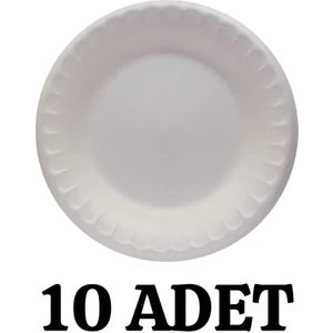 Kalbi Ticaret Köpük Tabak 10'lu Kullan At Tabak 17 cm Yuvarlak Köpük Tabak