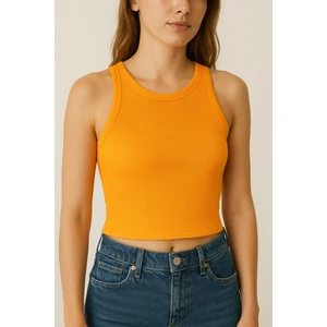 Halter Yaka Bluz Crop Fitilli Atlet